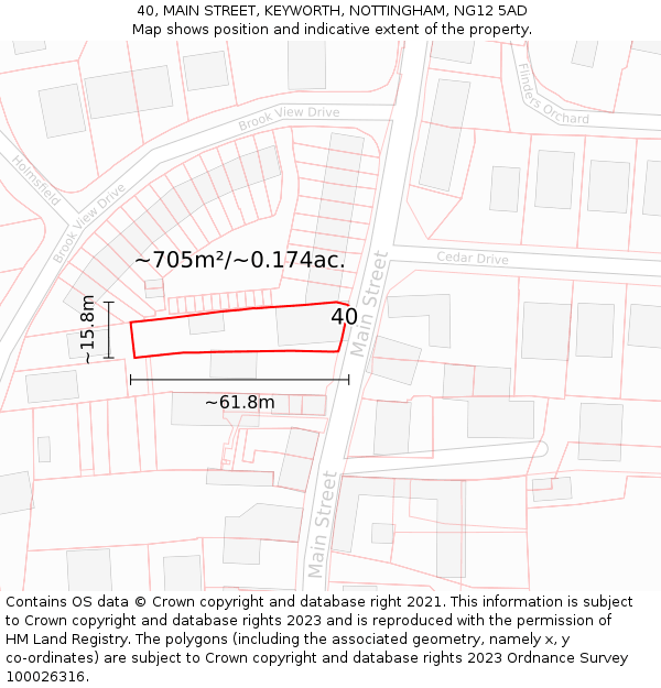 40, MAIN STREET, KEYWORTH, NOTTINGHAM, NG12 5AD: Plot and title map