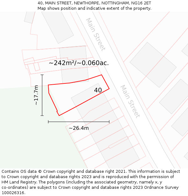 40, MAIN STREET, NEWTHORPE, NOTTINGHAM, NG16 2ET: Plot and title map