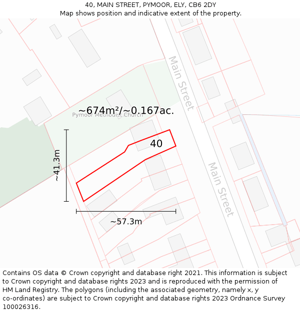 40, MAIN STREET, PYMOOR, ELY, CB6 2DY: Plot and title map