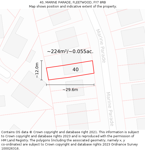 40, MARINE PARADE, FLEETWOOD, FY7 8RB: Plot and title map