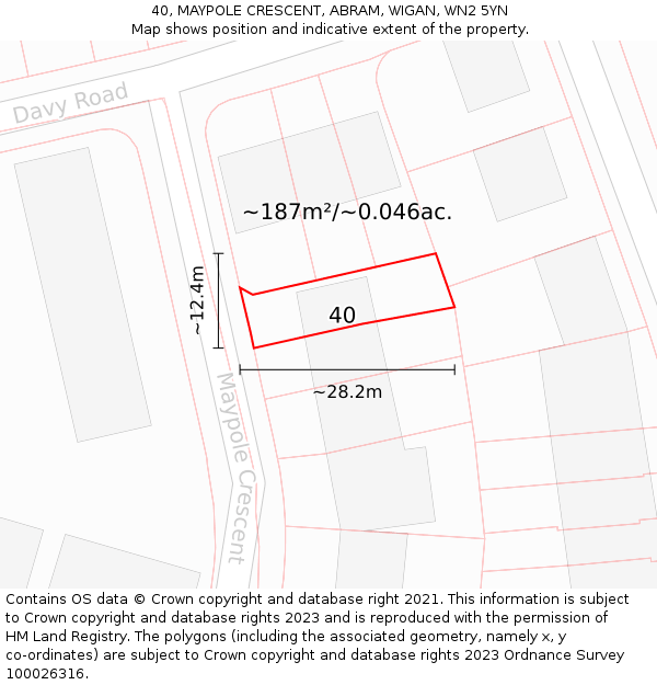 40, MAYPOLE CRESCENT, ABRAM, WIGAN, WN2 5YN: Plot and title map