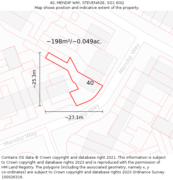 40, MENDIP WAY, STEVENAGE, SG1 6GQ: Plot and title map