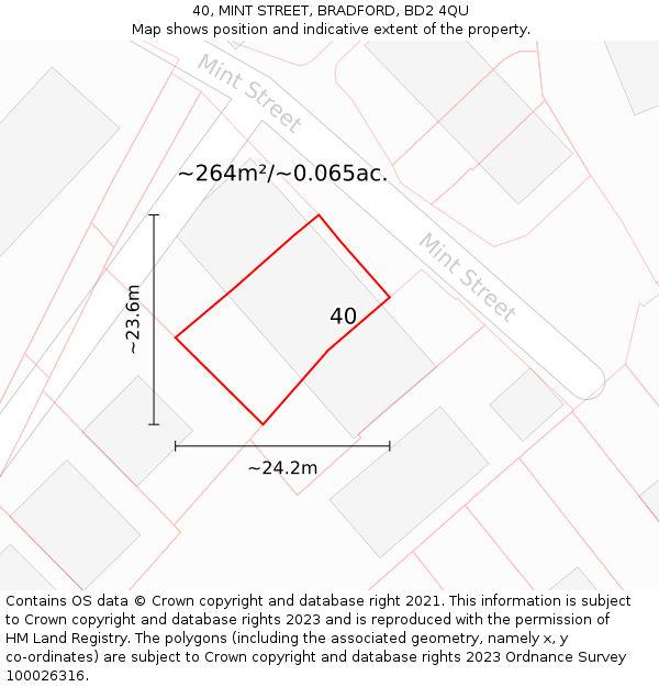 40, MINT STREET, BRADFORD, BD2 4QU: Plot and title map