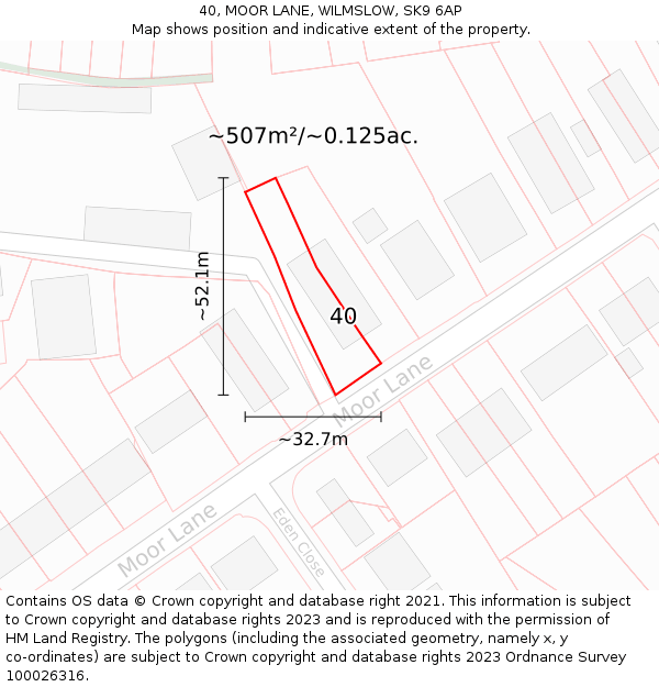 40, MOOR LANE, WILMSLOW, SK9 6AP: Plot and title map