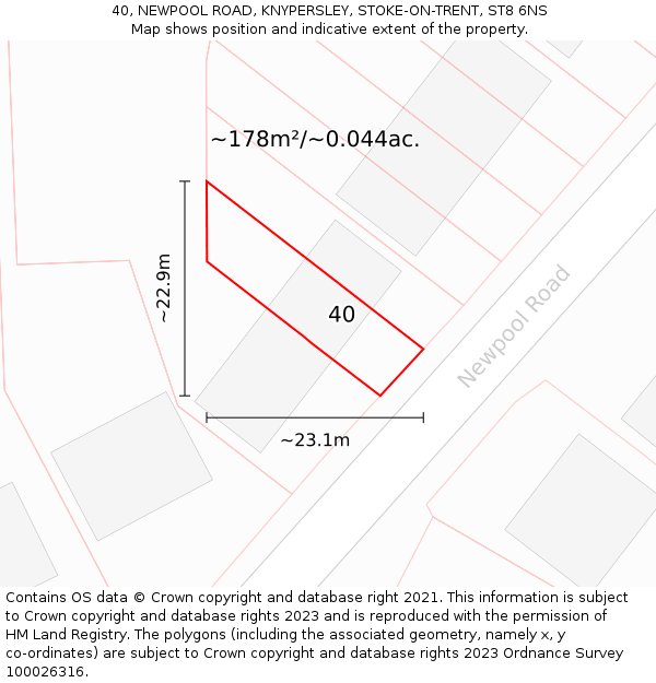 40, NEWPOOL ROAD, KNYPERSLEY, STOKE-ON-TRENT, ST8 6NS: Plot and title map