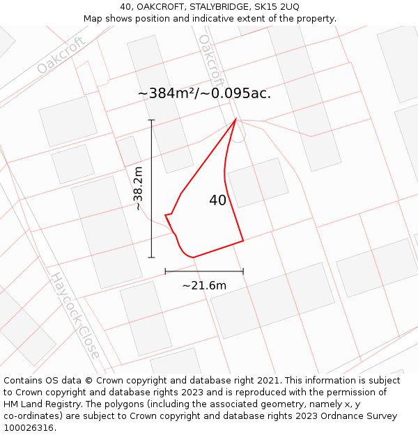 40, OAKCROFT, STALYBRIDGE, SK15 2UQ: Plot and title map