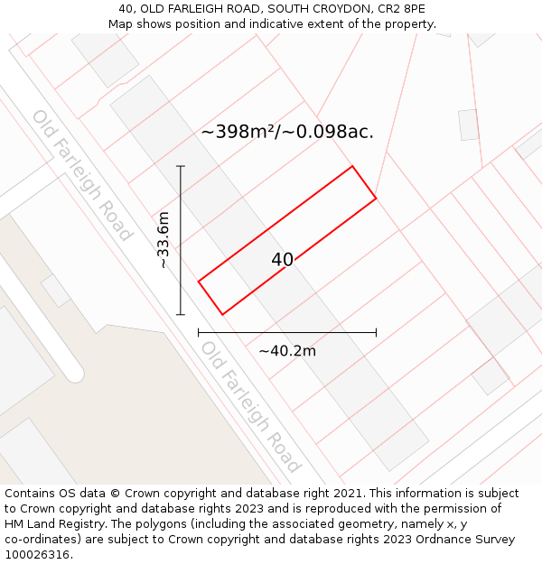 40, OLD FARLEIGH ROAD, SOUTH CROYDON, CR2 8PE: Plot and title map