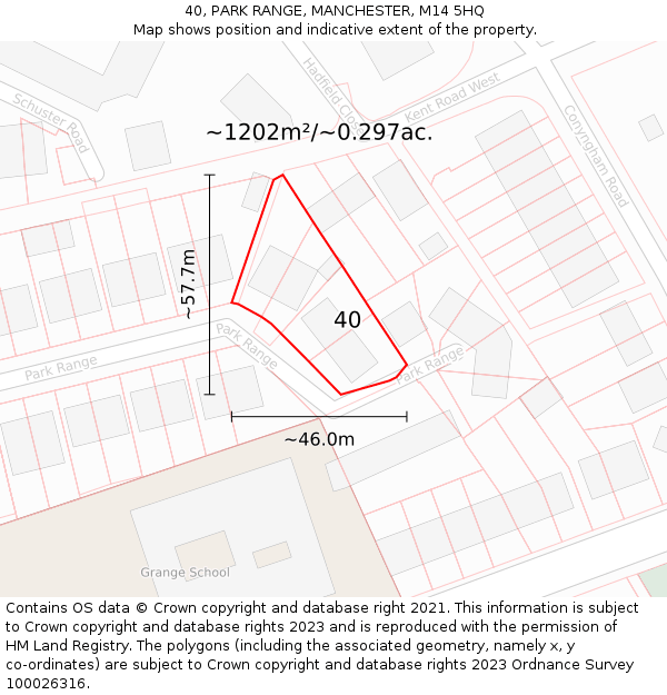 40, PARK RANGE, MANCHESTER, M14 5HQ: Plot and title map