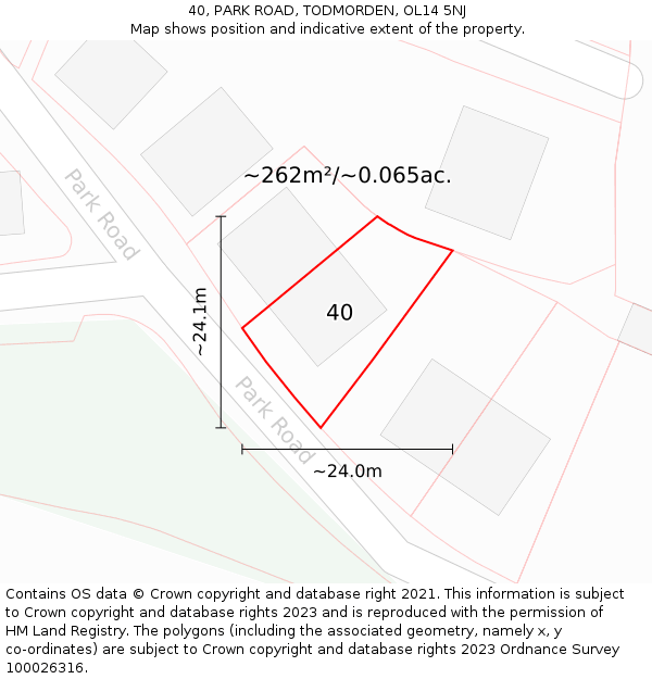 40, PARK ROAD, TODMORDEN, OL14 5NJ: Plot and title map