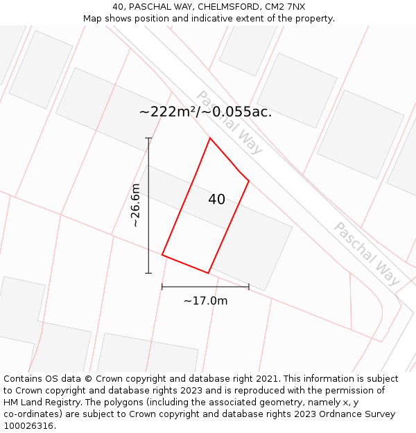 40, PASCHAL WAY, CHELMSFORD, CM2 7NX: Plot and title map