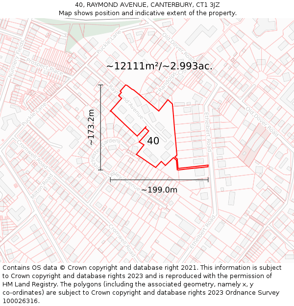 40, RAYMOND AVENUE, CANTERBURY, CT1 3JZ: Plot and title map