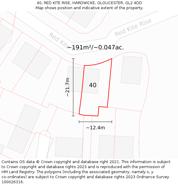 40, RED KITE RISE, HARDWICKE, GLOUCESTER, GL2 4DD: Plot and title map