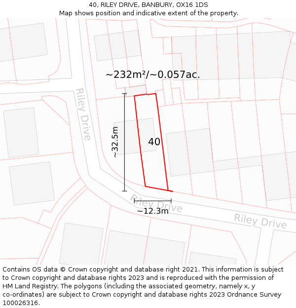 40, RILEY DRIVE, BANBURY, OX16 1DS: Plot and title map