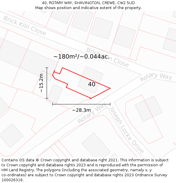 40, ROTARY WAY, SHAVINGTON, CREWE, CW2 5UD: Plot and title map