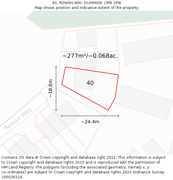 40, ROWAN WAY, DUNMOW, CM6 1PW: Plot and title map