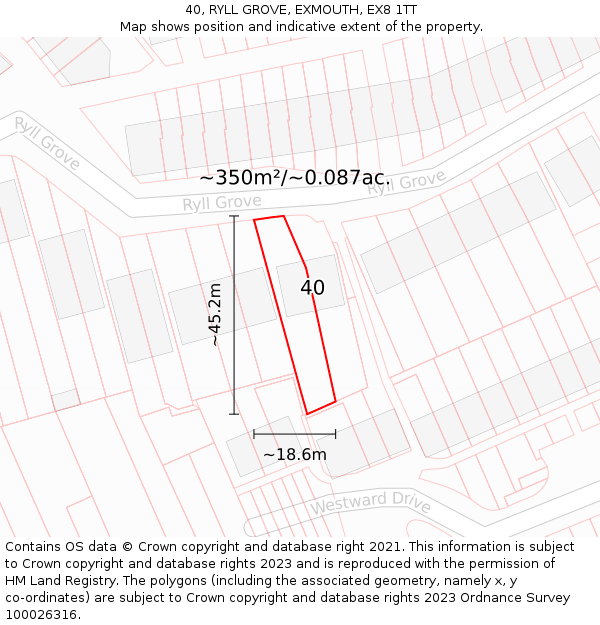 40, RYLL GROVE, EXMOUTH, EX8 1TT: Plot and title map