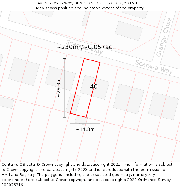 40, SCARSEA WAY, BEMPTON, BRIDLINGTON, YO15 1HT: Plot and title map