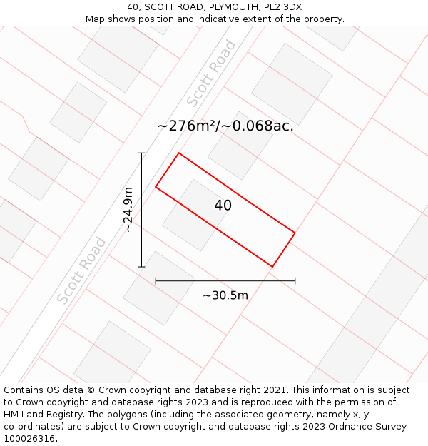 40, SCOTT ROAD, PLYMOUTH, PL2 3DX: Plot and title map