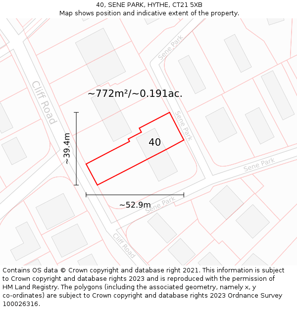 40, SENE PARK, HYTHE, CT21 5XB: Plot and title map