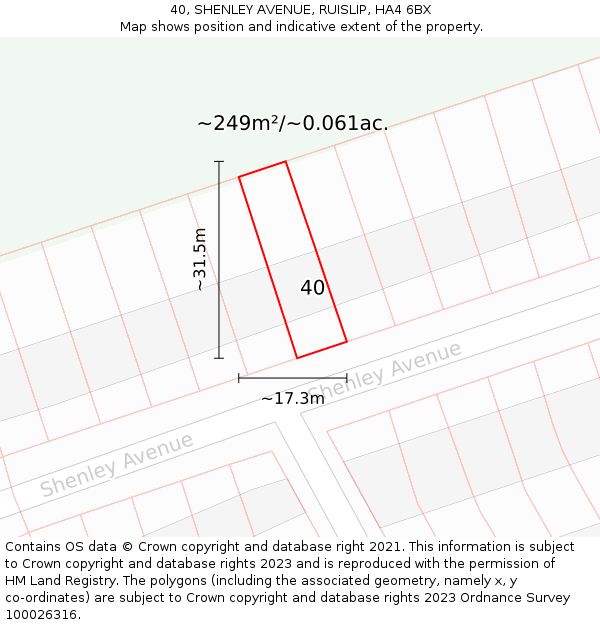 40, SHENLEY AVENUE, RUISLIP, HA4 6BX: Plot and title map
