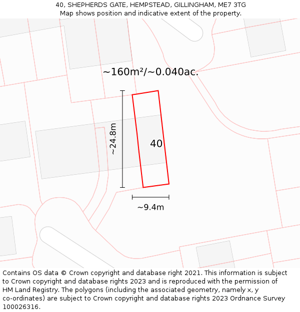 40, SHEPHERDS GATE, HEMPSTEAD, GILLINGHAM, ME7 3TG: Plot and title map