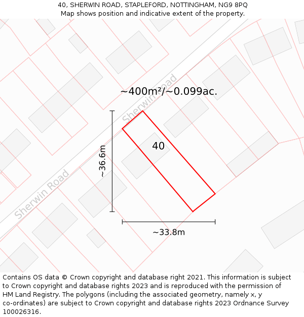 40, SHERWIN ROAD, STAPLEFORD, NOTTINGHAM, NG9 8PQ: Plot and title map