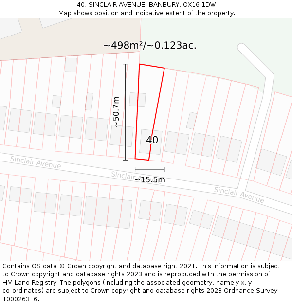 40, SINCLAIR AVENUE, BANBURY, OX16 1DW: Plot and title map