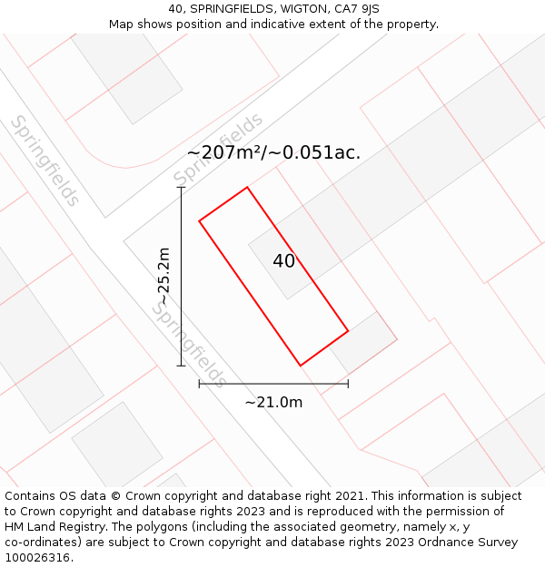 40, SPRINGFIELDS, WIGTON, CA7 9JS: Plot and title map