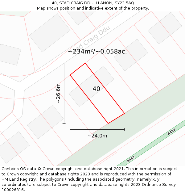 40, STAD CRAIG DDU, LLANON, SY23 5AQ: Plot and title map