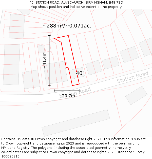 40, STATION ROAD, ALVECHURCH, BIRMINGHAM, B48 7SD: Plot and title map