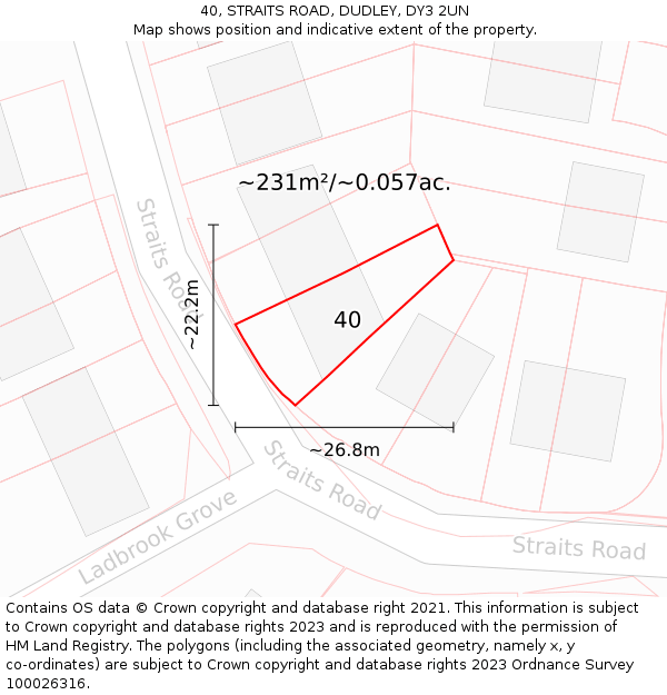 40, STRAITS ROAD, DUDLEY, DY3 2UN: Plot and title map