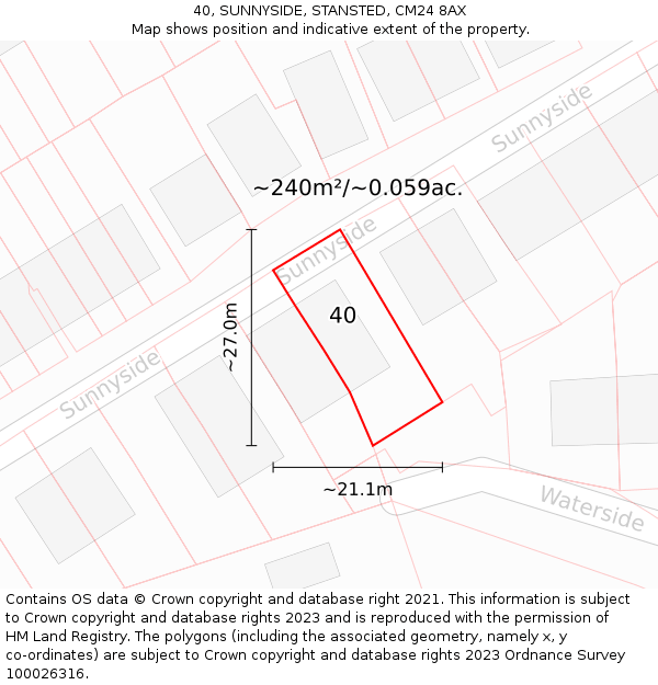 40, SUNNYSIDE, STANSTED, CM24 8AX: Plot and title map