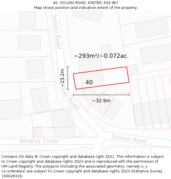 40, SYLVAN ROAD, EXETER, EX4 6EY: Plot and title map