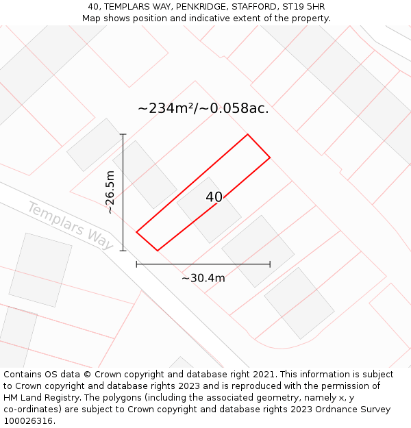 40, TEMPLARS WAY, PENKRIDGE, STAFFORD, ST19 5HR: Plot and title map