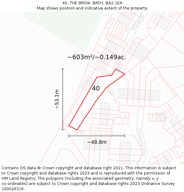 40, THE BROW, BATH, BA2 1EA: Plot and title map