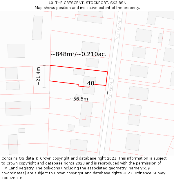 40, THE CRESCENT, STOCKPORT, SK3 8SN: Plot and title map