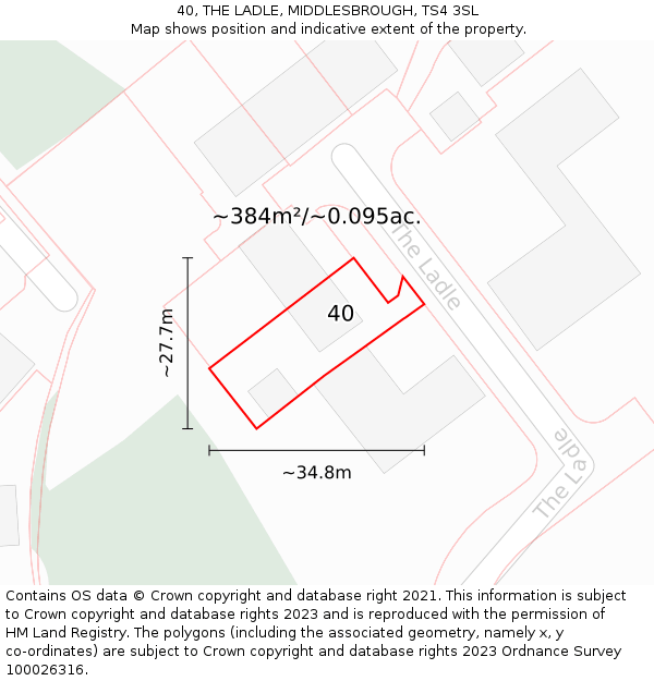 40, THE LADLE, MIDDLESBROUGH, TS4 3SL: Plot and title map