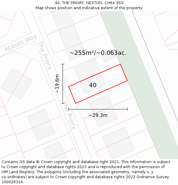 40, THE PRIORY, NESTON, CH64 3SS: Plot and title map