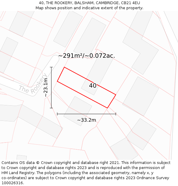 40, THE ROOKERY, BALSHAM, CAMBRIDGE, CB21 4EU: Plot and title map