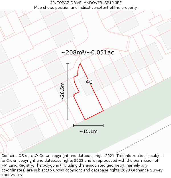 40, TOPAZ DRIVE, ANDOVER, SP10 3EE: Plot and title map