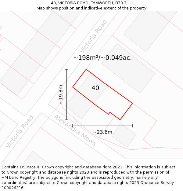 40, VICTORIA ROAD, TAMWORTH, B79 7HU: Plot and title map