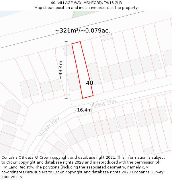 40, VILLAGE WAY, ASHFORD, TW15 2LB: Plot and title map