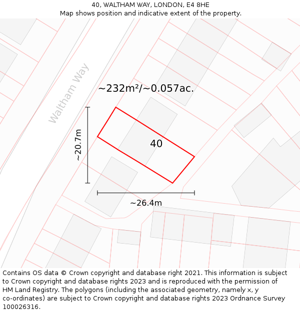 40, WALTHAM WAY, LONDON, E4 8HE: Plot and title map