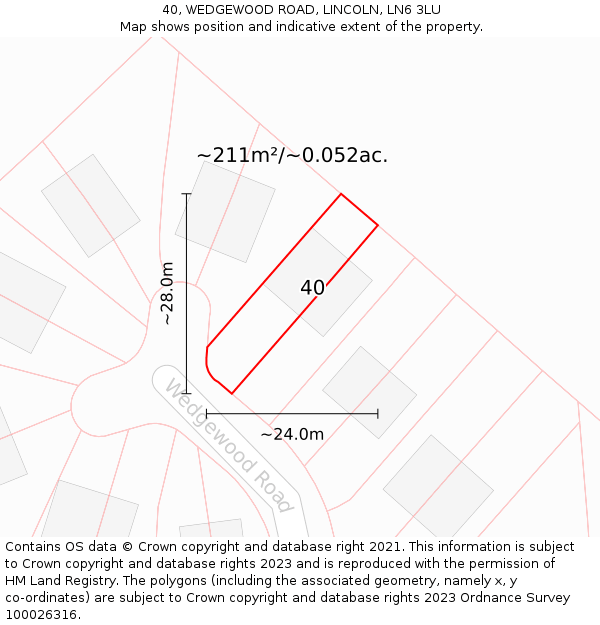 40, WEDGEWOOD ROAD, LINCOLN, LN6 3LU: Plot and title map