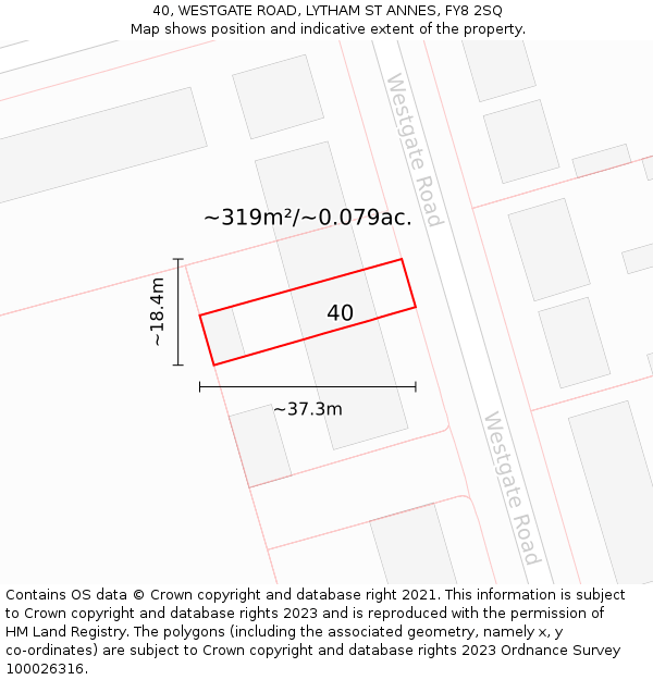 40, WESTGATE ROAD, LYTHAM ST ANNES, FY8 2SQ: Plot and title map