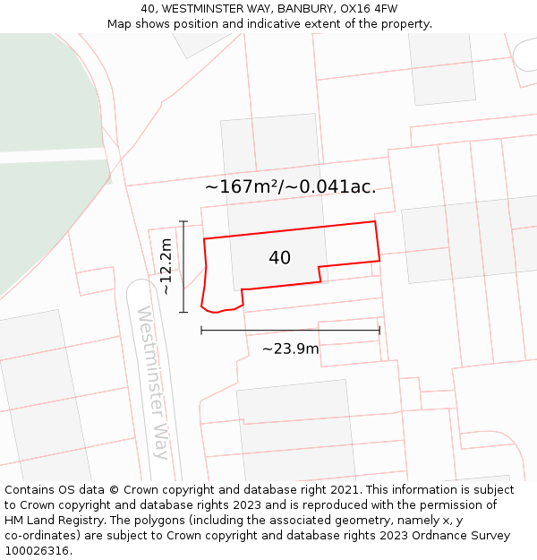 40, WESTMINSTER WAY, BANBURY, OX16 4FW: Plot and title map