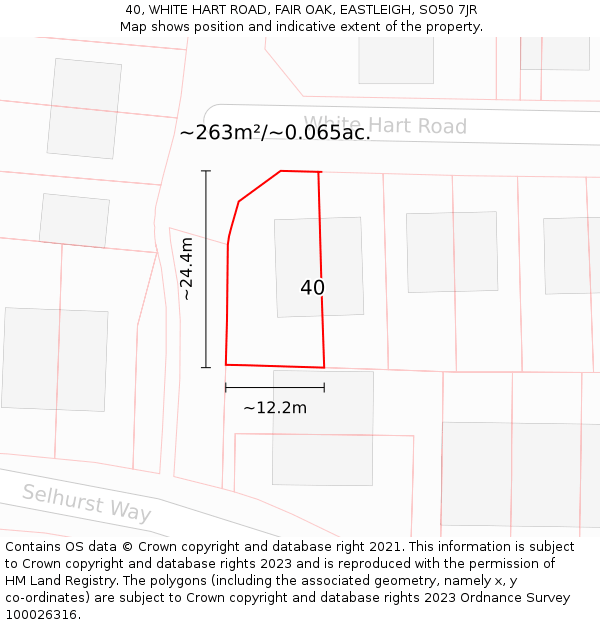 40, WHITE HART ROAD, FAIR OAK, EASTLEIGH, SO50 7JR: Plot and title map