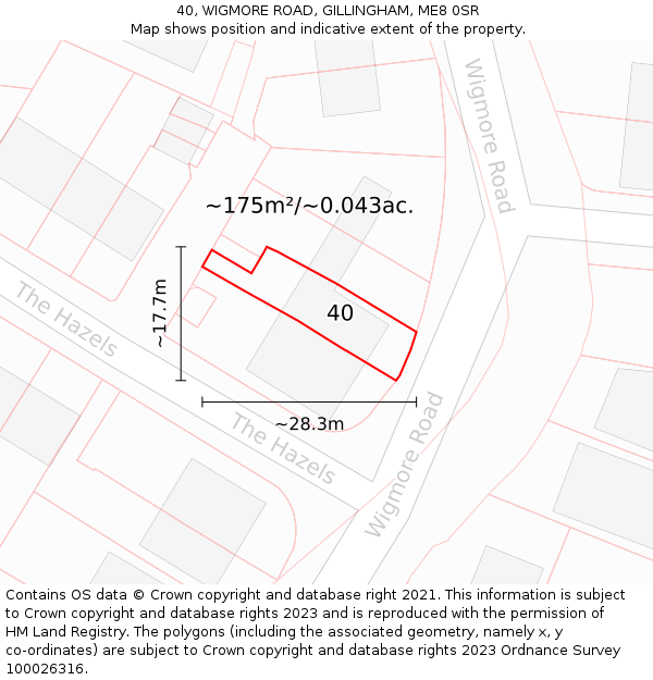 40, WIGMORE ROAD, GILLINGHAM, ME8 0SR: Plot and title map