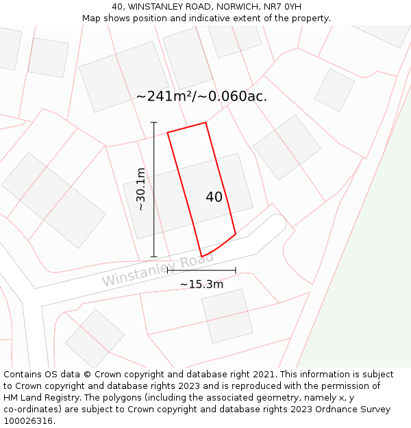 40, WINSTANLEY ROAD, NORWICH, NR7 0YH: Plot and title map