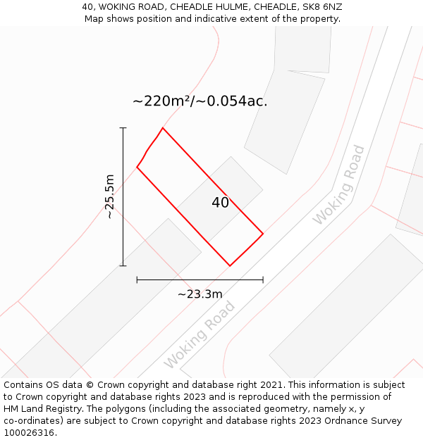 40, WOKING ROAD, CHEADLE HULME, CHEADLE, SK8 6NZ: Plot and title map